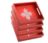 Plateau de table basse avec poignées, cadeaux de retour pour Pooja, cadeaux de retour pour pendaison de crémaillère, cadeaux de retour indien, cadeaux de retour indien pour Pooja en vrac - 25,4 x 20,3