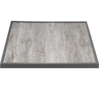 Plateau de table Bolero en verre trempé effet bois pour extérieur, bordure grise, 700 mm