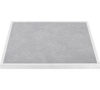 Plateau de table Bolero en verre trempé effet pierre gris clair, pour usage extérieur, bordure blanche, 700 mm