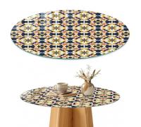 Plateau de Table D'appoint 70 cm | Rond | Décoré | Épaisseur 4 mm | symétrie florale | Multi-usages | Bords Polis | Verre Trempé | Patins Antidérapants Inclus | pour Salon