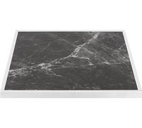 Plateau de table d'extérieur Bolero effet granit foncé, en verre trempé, bordure blanche, 700 mm