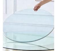Plateau de Table en Verre Bord Poli Lisse, Protecteur de Surface en Verre | 1/4" d'Épaisseur, Résistant à La Pression, Résistant à La Chaleur, Facile à Nettoyer(58CM (23IN))