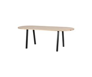 Plateau de table ovale en chêne massif beige clair, FSC, pré-percé, raccord bois abouté - Woood, Tablo - 220x90x2 cm