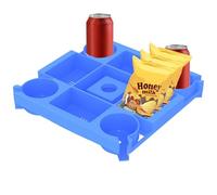 Plateau de table parapluie - avec 4 porte- , 4 compartiments à collation, plateau de parapluie avec porte-gobelet, pour bord de mer, piscine, patio, cour, terrasse