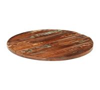 Plateau de Table Rond en Bois Recyclé Massif 80 cm pour Rénovation | Bois récupéré teck manguier pin hêtre, fait main, pièce unique, design rustique, nettoyage humide, usage maison ou commercial