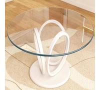 Plateau de Table Rond en Verre, Surface de Table Claire pour de Meuble | Portant, Bord Poli, Imperméable, Résistant à L'Usure, Résistant à La Pression, Durable(80CM(31.5IN))