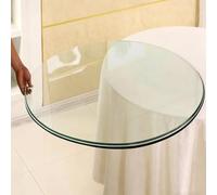 Plateau de Table Rond en Verre Transparent pour Tables de Café, Dîner | Bords Sécurisés, Anti-Rayures, Facile à Nettoyer, Résistant à l'Usure, Résistant à la Chaleur(80CM(31.5IN))