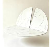 Plateau de Table Ronde Effet Marbre Pliable Remplacement Extension Table | Remplacement de Plateau Pliable Extensible Faux Marbre Blanc pour Table à Manger, Extenseur Gain(Stone,160cm/62.9in)