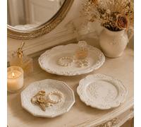Plateau de vanité de style baroque blanc, plat de rangement de bijoux en résine vintage, organisateur de boucles d'oreilles, bagues et bracelets, étagère de rangement pour cosmétiques et parfums, conv