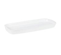 Plateau décor perles en faïence blanc cassé 32.3x3x12cm Blanc