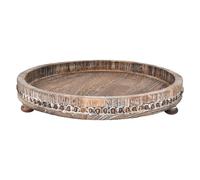 Plateau Decoratif Bois, 30cm Chandelier Bougeoir Bois Plateau, Rond Decoratif Bougie Chandelier Deco pour Rustique Service Plat Petit Plateaux Table Plats Ferme Deco,Centre de Table