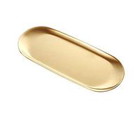 Plateau décoratif doré (30,5 cm) - Plateau de rangement pour serviettes, bijoux, acier inoxydable, ovale