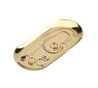 Plateau Décoratif en Acier Inoxydable 7 Pouces/9 Pouces, Style Nordique, Ovale, Assiette à Gâteau, Miroir, Cosmétiques, Bijoux, Présentoir pour Cuisine, Salle De Bain, Salon(18cm Gold)