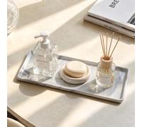 Plateau décoratif en marbre, 26,5 x 9 x 1,2 cm, Plateau de Salle de Bains en céramique pour lavabo de Salle de Bains et de Cuisine, pour Parfum, Distributeur de Savon, Bougie (Gris)