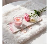 Plateau décoratif en marbre, 26,5 x 9 x 1,2 cm, Plateau de Salle de Bains en céramique pour lavabo de Salle de Bains et de Cuisine, pour Parfum, Distributeur de Savon, Bougie (Rose)