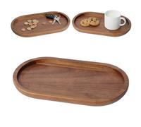 Plateau décoratif KOOK TIME CURVE - Bois d'acacia massif vide-poche ovale - 26 x 14 cm - Bois naturel