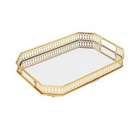 Plateau décoratif - Plateau miroir doré, organisateur de maquillage et bijoux, en métal, décoration pour petit-déjeuner, fruits, hôtel, cuisine, salle de bain, coiffeuse (octogone)