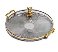 Plateau décoratif Rond de 10,6 po avec poignées, Plateau de Service Moderne pour commodes et Repose-Pieds, Tables Basses, Cuisines et salles de Bain pour café, Petit-déjeuner, Boissons (Smoke Grey)