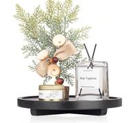 Plateau décoratif rond en bois, organisateur de comptoir de salle de bain, décoration de cuisine de style ferme. Rehausseur en bois pour savonnière, parfum, bougie, éponge Naturel,noir,brun,Blancbois