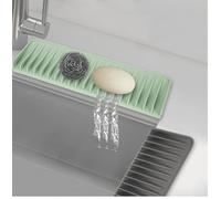 Plateau d'évier en silicone, plateau de savon et porte-éponge pour évier de cuisine, pour brosse à vaisselle, distributeur de savon, 35 x 9 cm (vert)