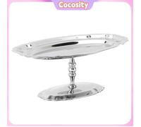 Plateau Élégant sur Pieds - Inox 304 Ovale pour Desserts, Glaces, Salades ou Fruits