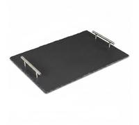 Plateau en ardoise 40 x 30 cm - Rectangulaire - Avec poignées en métal - Décoration de table