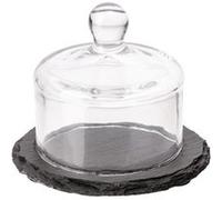Plat en ardoise naturelle avec cloche en verre