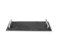 Lacor Plateau en ardoise 61232 – Ardoise 100% naturelle, poignées inox, 53.5x33 cm – Noir