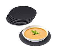 Plateau en ardoise, lot de 12, rond, Ø 25 cm, assiette de présentation, plat de service, étiquetage, anthracite