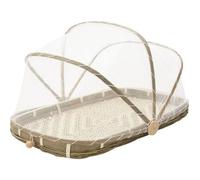 Aubry Gaspard Plateau en bambou avec cloche en filet synthétique Longueur 45 cm