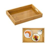 Plateau en Bambou Rectangulaire avec Poignées,30x20x4cm Plateau de Service | Plateau Repas, Plateaux de Petit Déjeuner, pour Table Basse, Le thé, Cuisine Décoration, Boissons