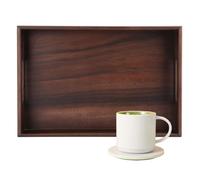 Plateau En Bois Noyer Support De Service à Thé Avec Poignée à Trou Ouvert | 13.4x9.1x1.7in Plateau De Service Rectangulaire Maison Restaurants Décoration Plat Pour Nourriture Café Thé
