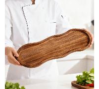 Plateau en bois ovale asymétrique unique - Assiette de service, plat, surface lisse et polie, convient pour les desserts, le café, le fromage, le pain, les amuse-gueules et les collations, la tea part