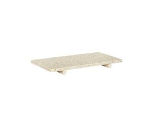Plateau en grès beige, rectangulaire, fait main, décoratif, pour salon et cuisine - Hübsch, Stone - 40x20x4 cm