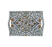 Plateau en mélamine avec poignées décoré avec Motifs arabesques de Fleurs 4 x 25 x 35 cm