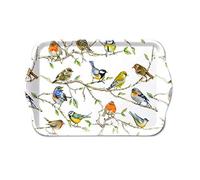 Plateau en mélamine Birds Meeting - 13 x 21 cm - Décoration pour la Maison - Oiseaux - Printemps - Branches - Rouge-Gorge