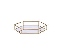 - Plateau en Métal Polygone - Doré et Miroir