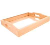 Plateau en pin Massif avec Verre 40 x 30 x 4 cm.