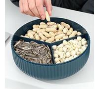 Plateau en Plastique divisé, Idéal pour Les Fêtes, 3 Compartiments (Vert | Design élégant, peut accueillir diverses collations, comprend un couvercle, facile à nettoyer