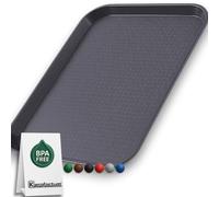 Plateau en plastique noir - 53 × 32,5 cm GN 1/1 - Plateau robuste pour cantine, restauration et restauration rapide - Empilable, antidérapant, sans BPA, passe au lave-vaisselle, réutilisable
