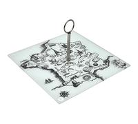 Plateau en verre FRANCE ET FROMAGES forme carte de la France beige et blanc