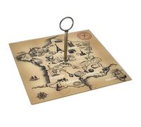 Plateau en verre FRANCE ET FROMAGES forme carte de la France beige et noir