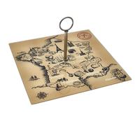 Plateau en verre FRANCE ET FROMAGES forme carte de la France beige et noir