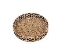 Plateau Ethnique Rond Jonc de mer naturel et noir Ø38cm