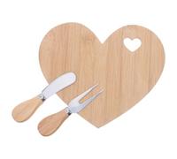 Plateau Fromage Cœur en Bois Massif avec Coupe et Fourchette | Service Dédié pour Amuse-bouches, Grain Élégant, Portable, pour Fêtes Spéciales et Saint Valentin