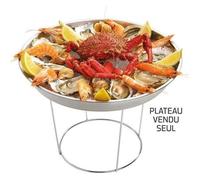 Roger Orfèvre – Plateau à fruits de mer rond en inox Ø 36 cm, hauteur 4 cm, gris