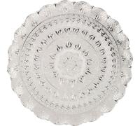 Plateau métallique vintage, plateau de service rond avec motif en relief, pour café, dessert, bar, couleur argentée