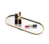 Plateau Miroir doré 30x12 Cm, Organisateur Ovale de Parfum et de Bijoux, Plateau de Maquillage Vintage, Coiffeuse, décoration de la Maison, Table de cosmétiques