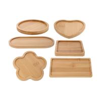 Plateau Mosaïque Vierge en Bambou Khaki 7 Pièces | Base Rectangulaire, Hexagonale, Ovale, Fleur, Cœur, Ronde, pour Tuiles Verre, Pots, Table