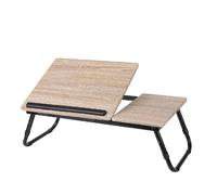 Plateau multifonction pliable avec hauteur réglable en bois et métal - Beige et noir